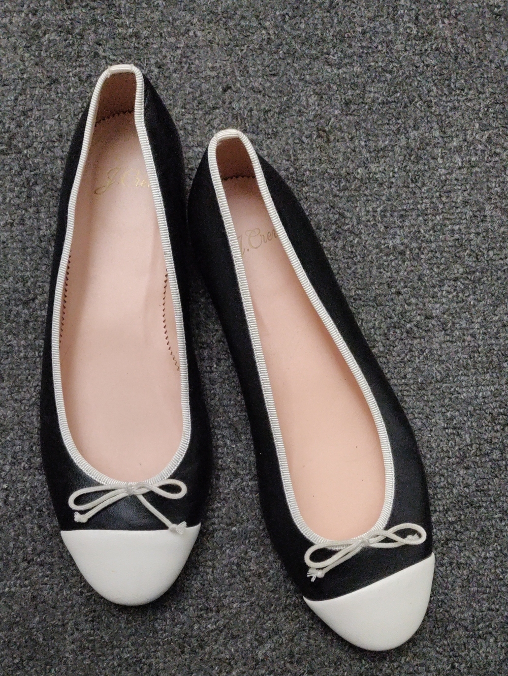 J. Crew Black and White Cap-Toe Ballet Flats